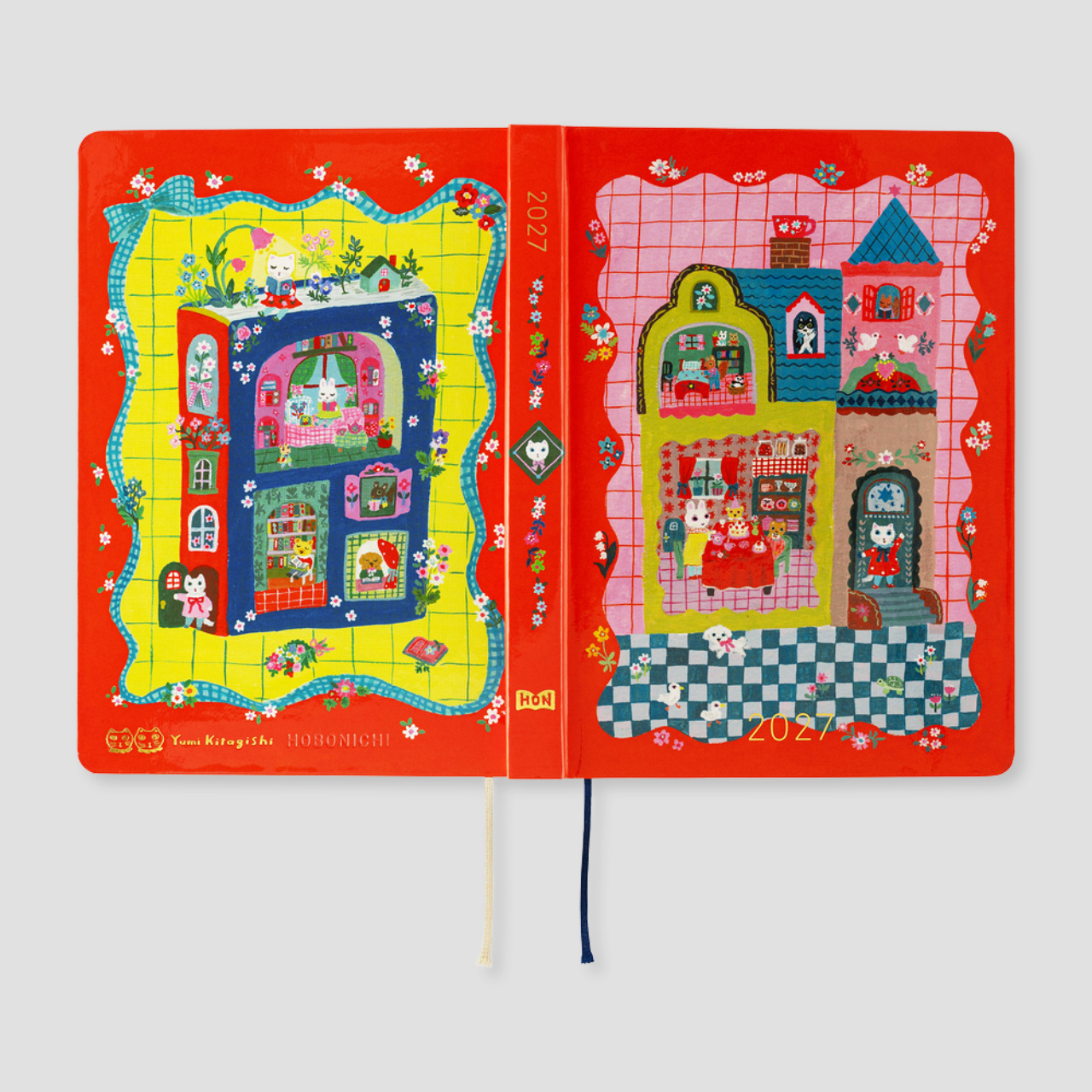 Hobonichi Planer 2027 HON Yumi Kitagishi: White Cat and Rabbit's Tea Room (A5, eng.)