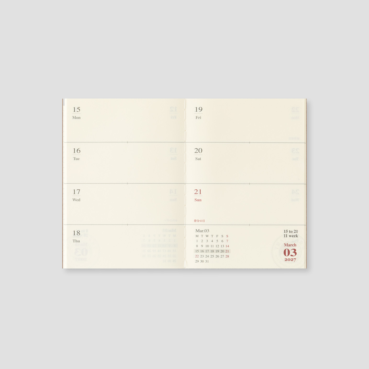 Traveler's Notebook Passport 2027 Wochenplaner