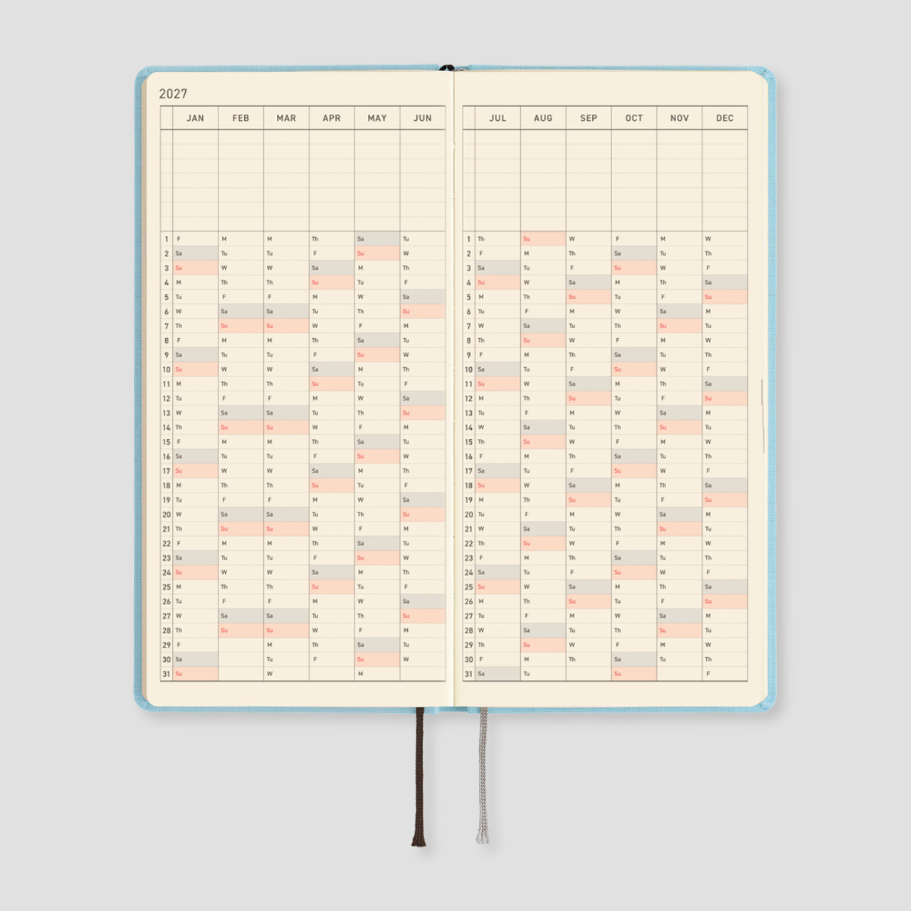 Hobonichi Pocket Planner 2027 Weeks MEGA Colours: Sea Glass (engl.)