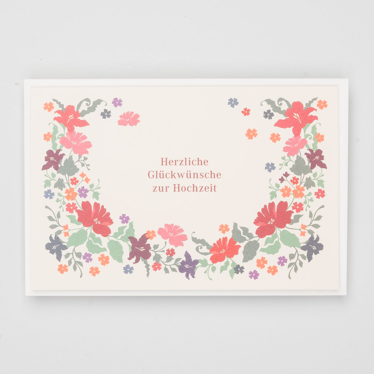 Klappkarte Glückwünsche zur Hochzeit Blumenkranz