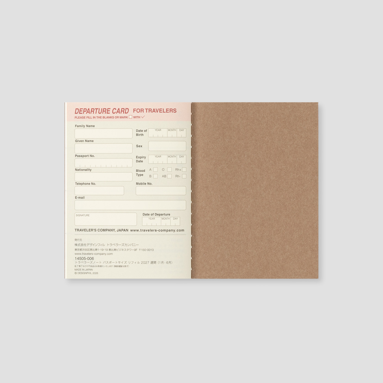 Traveler's Notebook Passport 2027 Wochenplaner