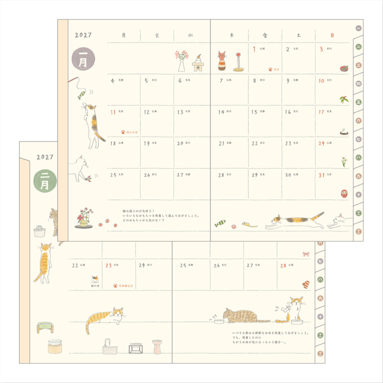 Midori Planer Pocket Diary Cat 2027 (B6)