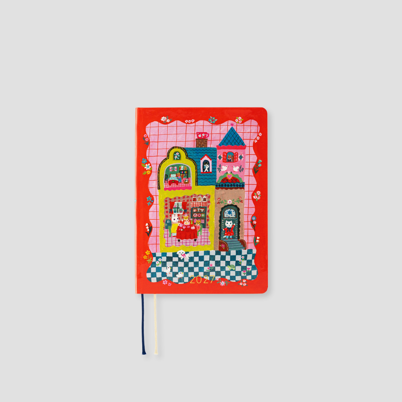 Hobonichi Planner 2027 HON Yumi Kitagishi: White Cat and Rabbit's Tea Room (A6, eng.)