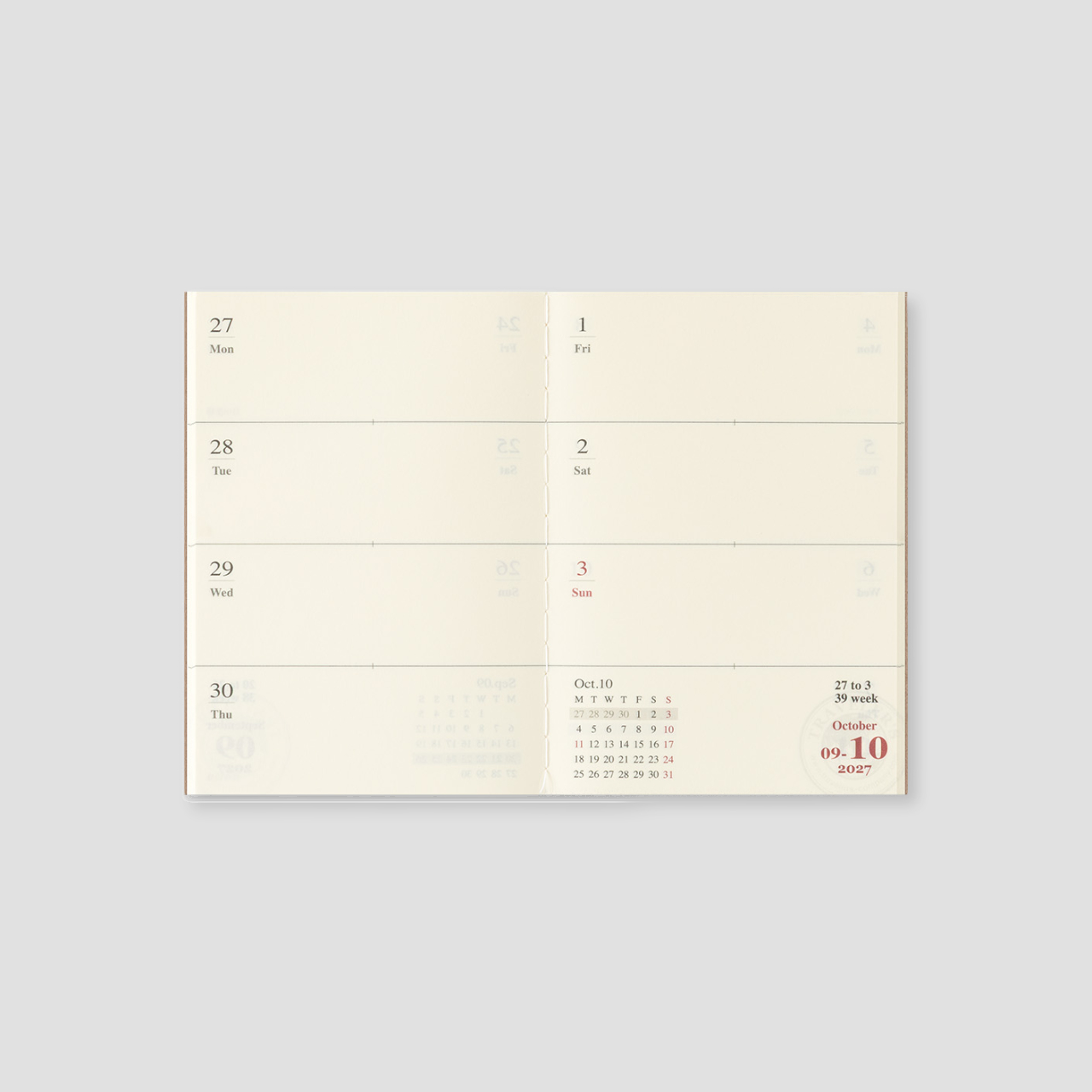 Traveler's Notebook Passport 2027 Wochenplaner