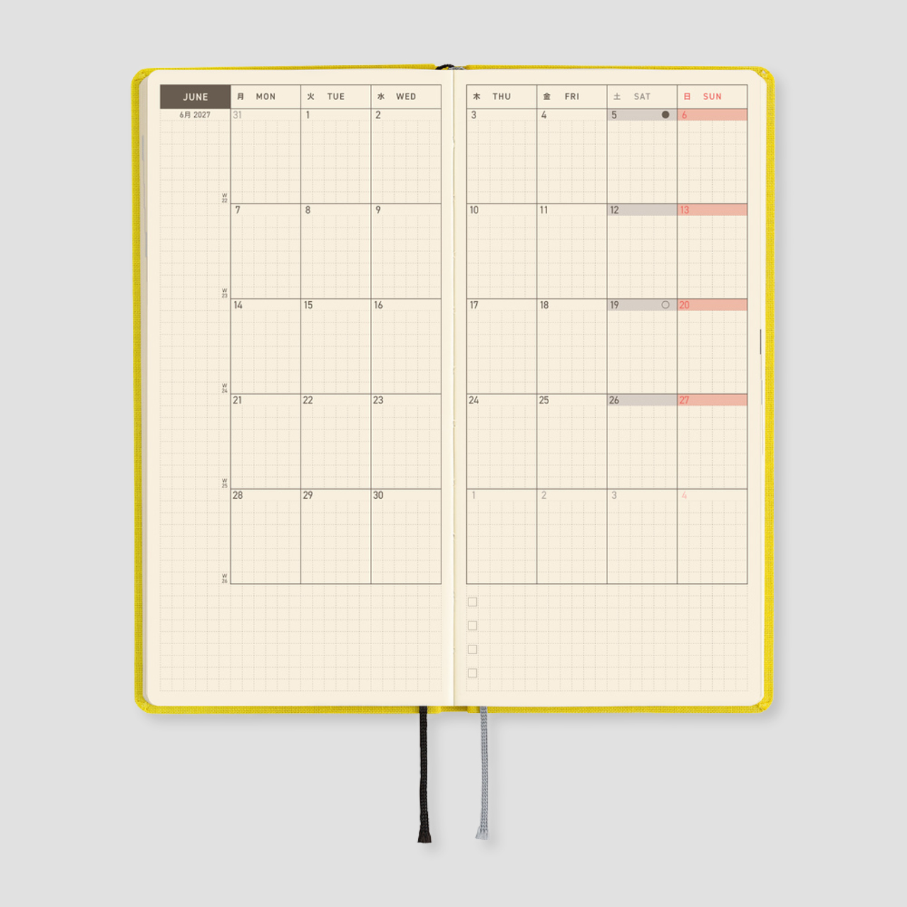 Hobonichi Weeks Planner 2027 Colors: Canaria Yellow (engl.)