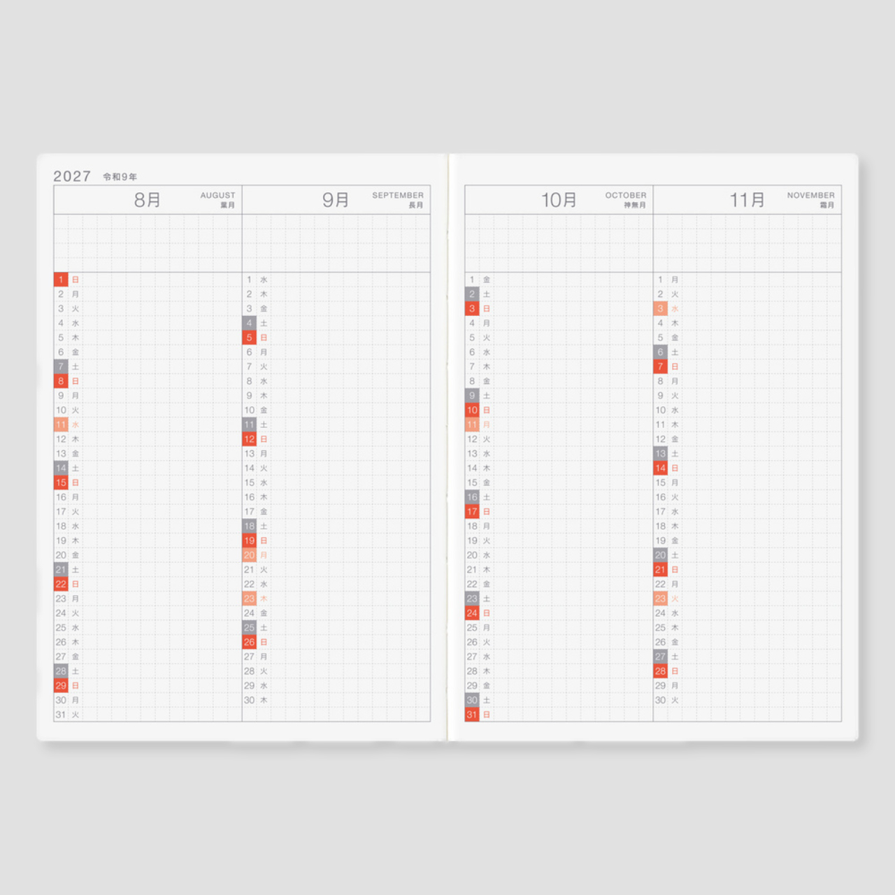 Hobonichi Planer Techo 2027 Original Book (A6, jap.)