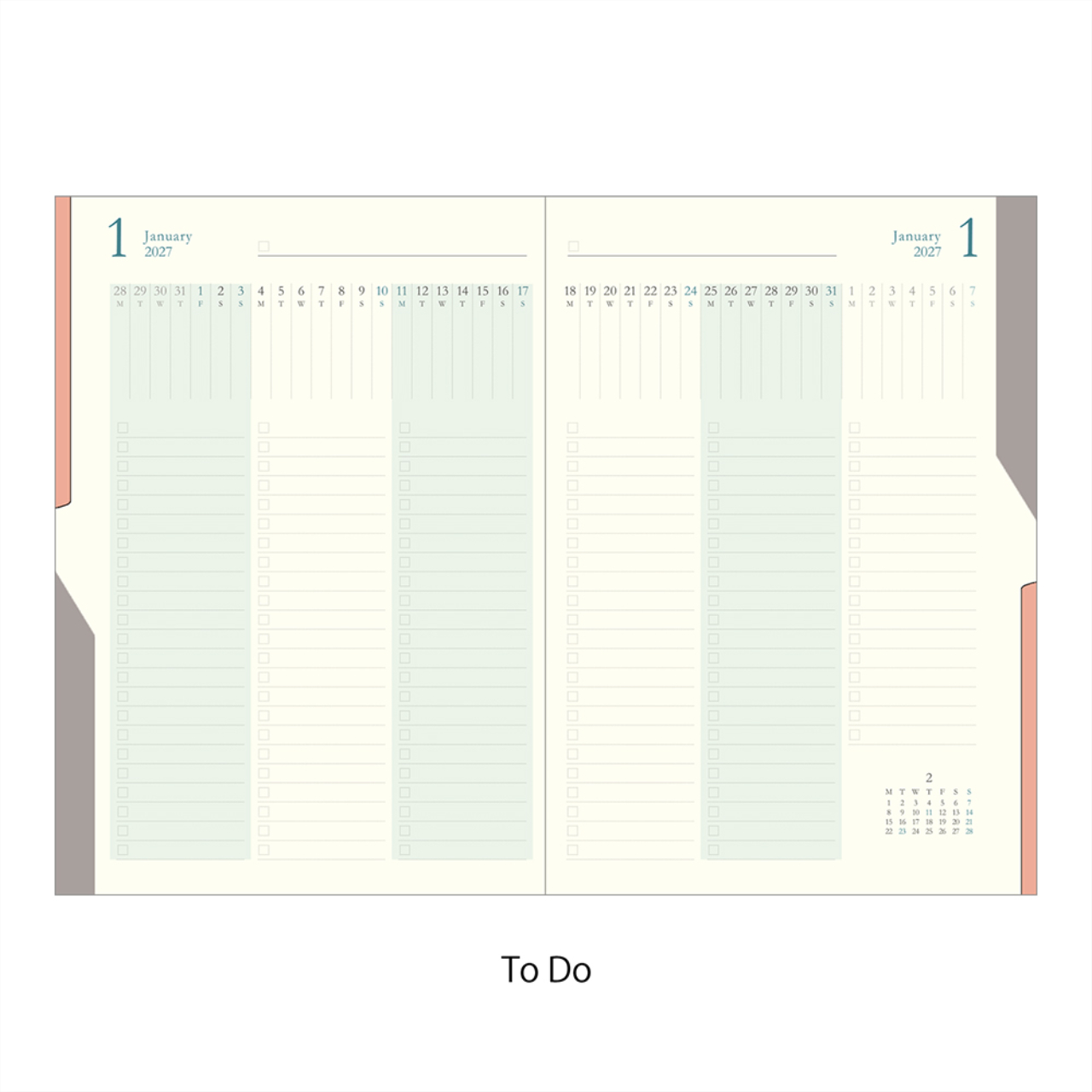 Midori Planer Double Schedule 2027 To Do Light Blue (B6)