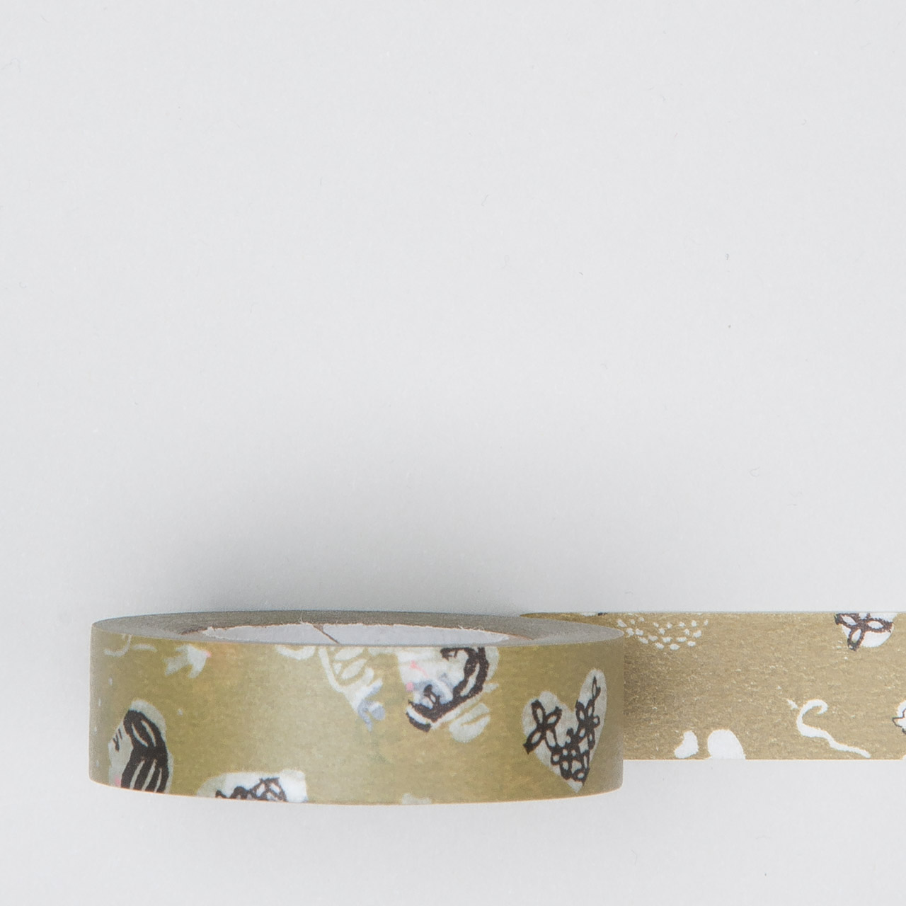 Masking Tape "Mädchen und Herzen" olivgrün