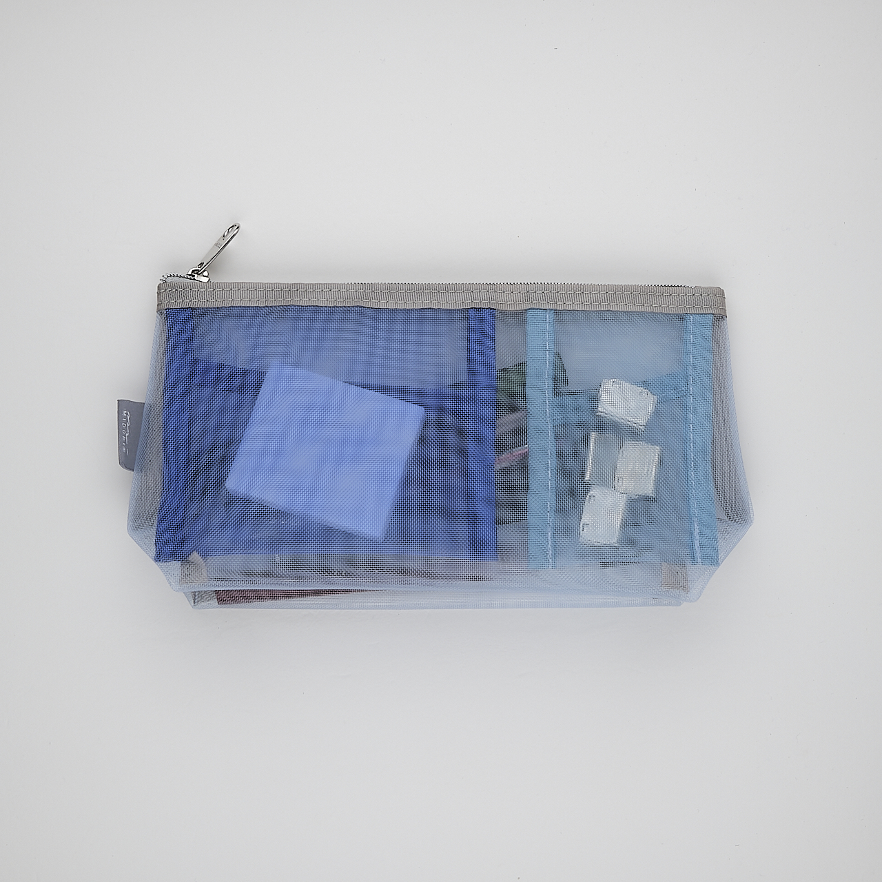 Midori Mäppchen Pen & Tool Pouch Mesh mit Bodenfalte blau