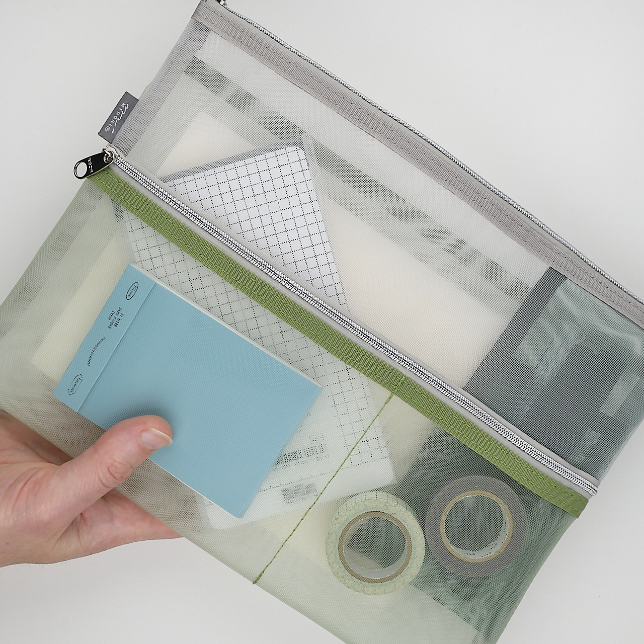 Midori Pencil Case Pen & Tool Pouch Mesh green (B5)