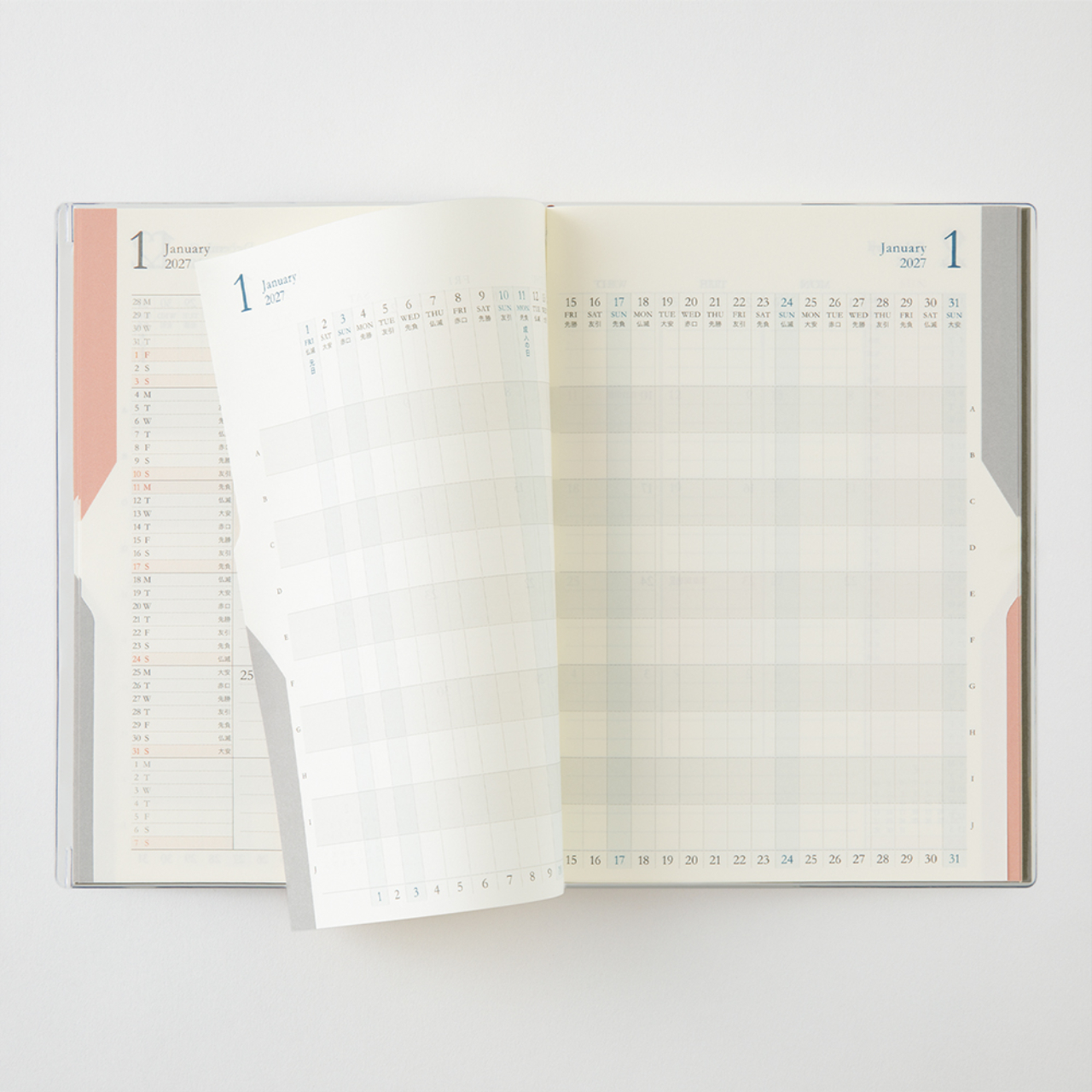 Midori Planer Double Schedule 2027 Progress Gray (B6)