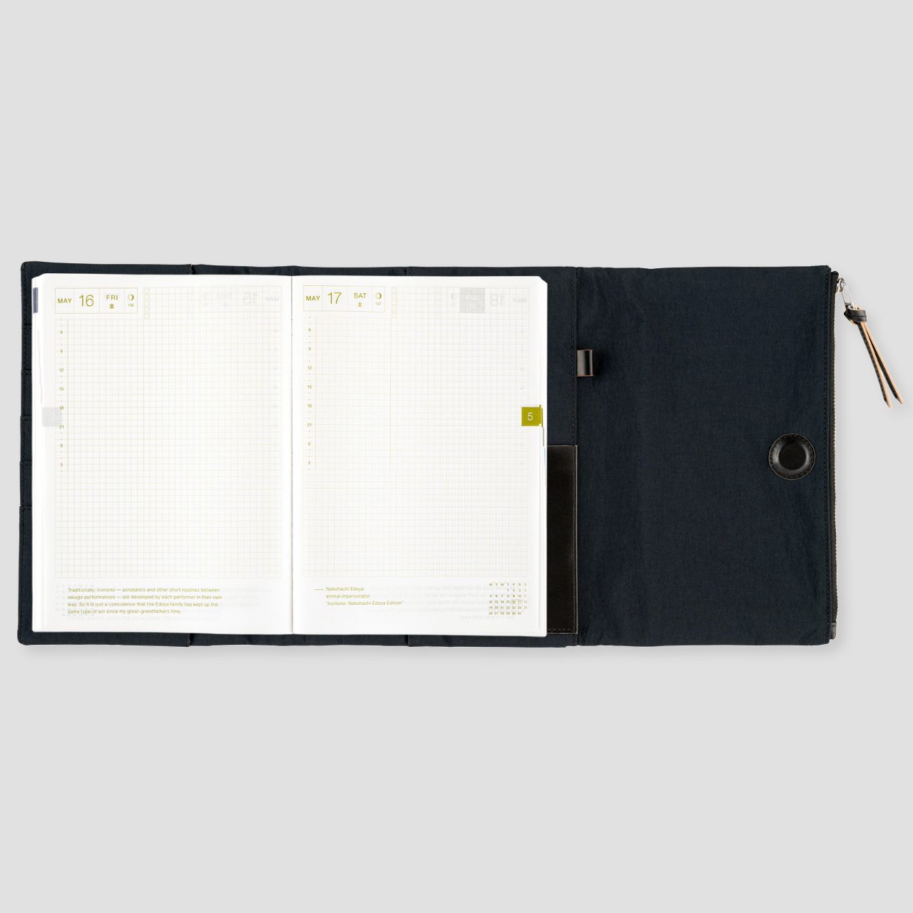 Hobonichi Cover Tragen - schwarz (A5)