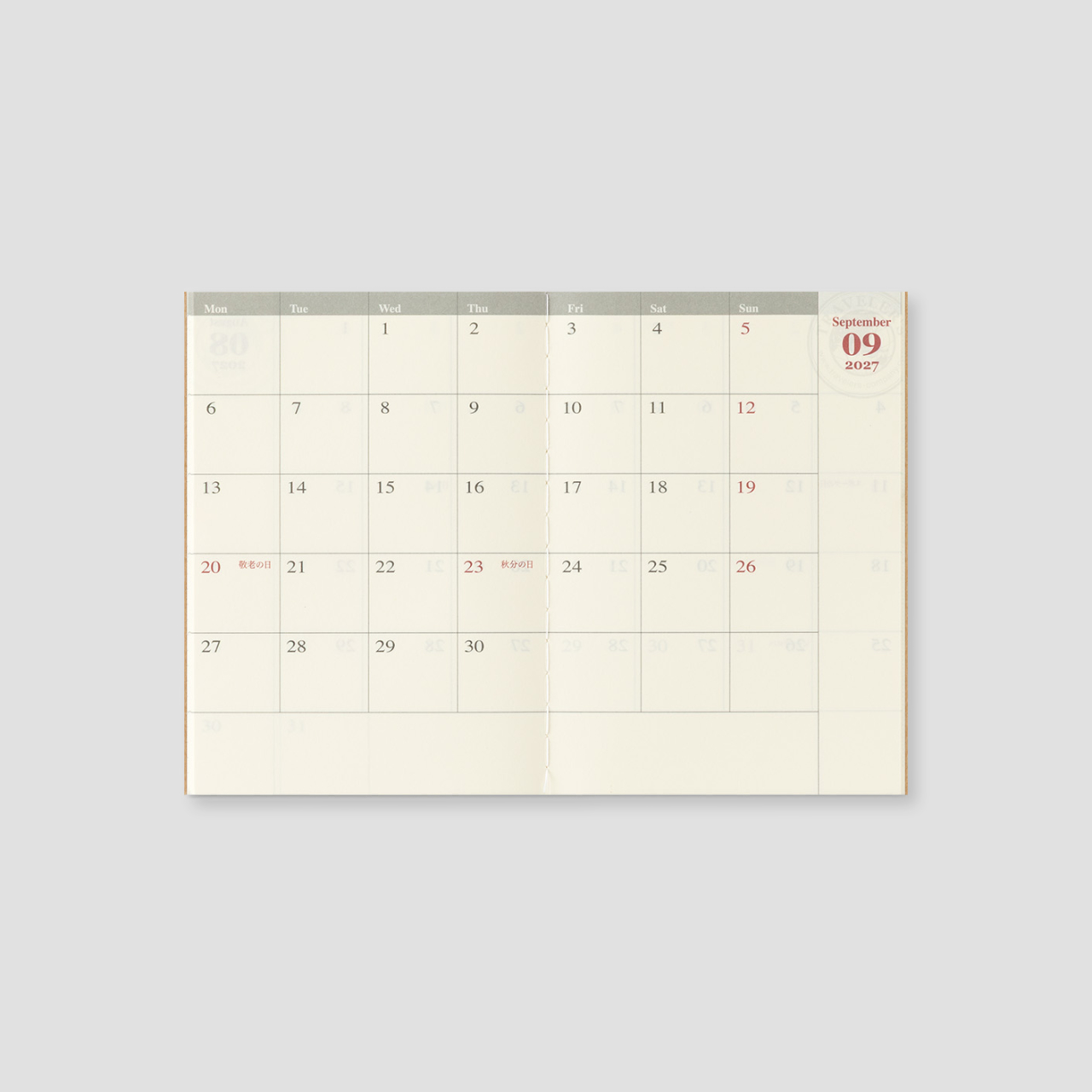 Traveler's Notebook Passport 2027 Monatskalender