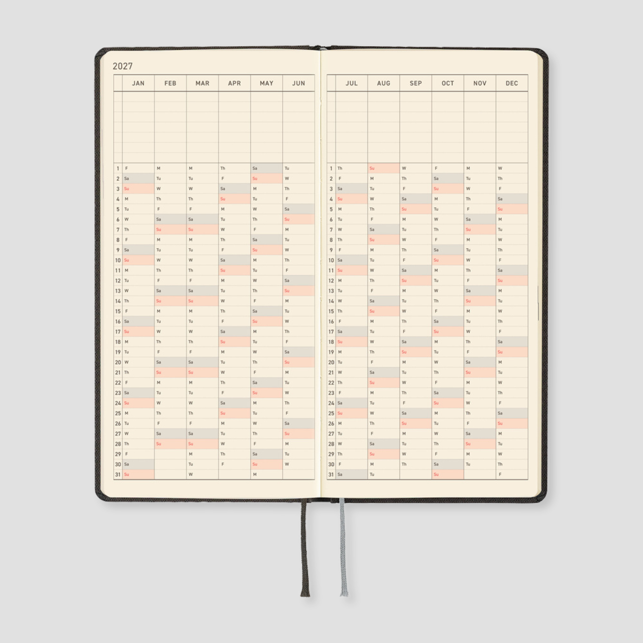 Hobonichi Weeks Planner 2027 Paper Series: Black Argyle (engl.)