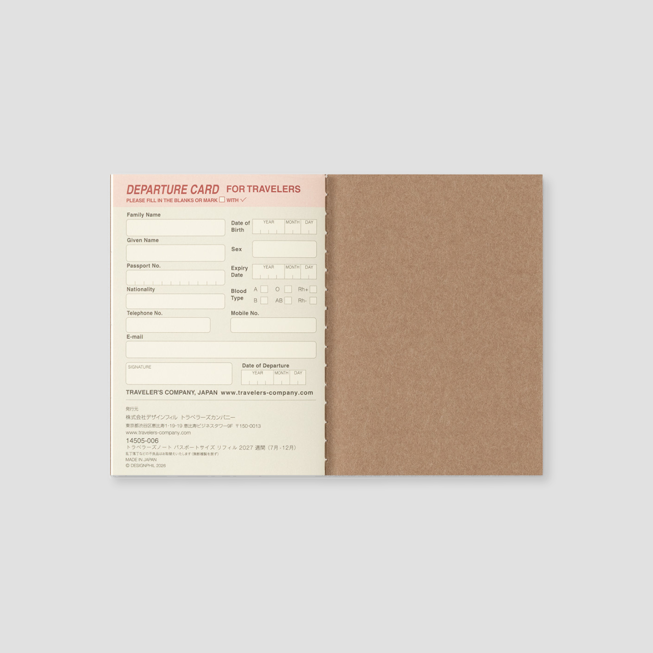 Traveler's Notebook Passport 2027 Wochenplaner