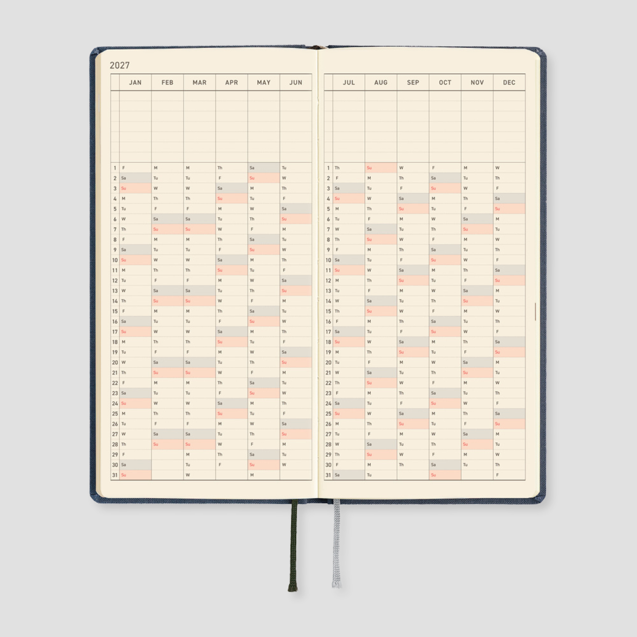 Hobonichi Taschenplaner 2027 Weeks MEGA Colors: Midnight Blue (engl.)