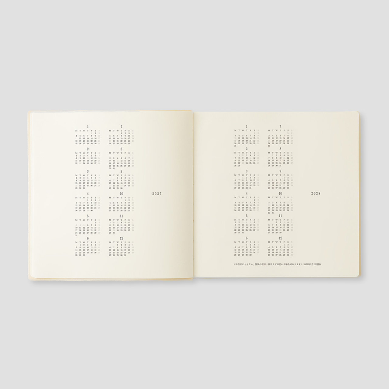 MD Product Notebook Diary 1 Day 1 Page 2027 (A5 squared)