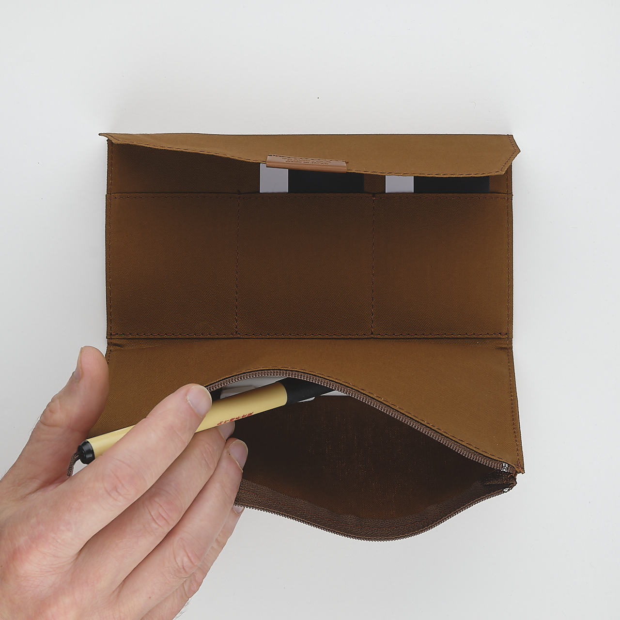 Traveler's Factory Zipper Case Regular Canvas cinnamon brown