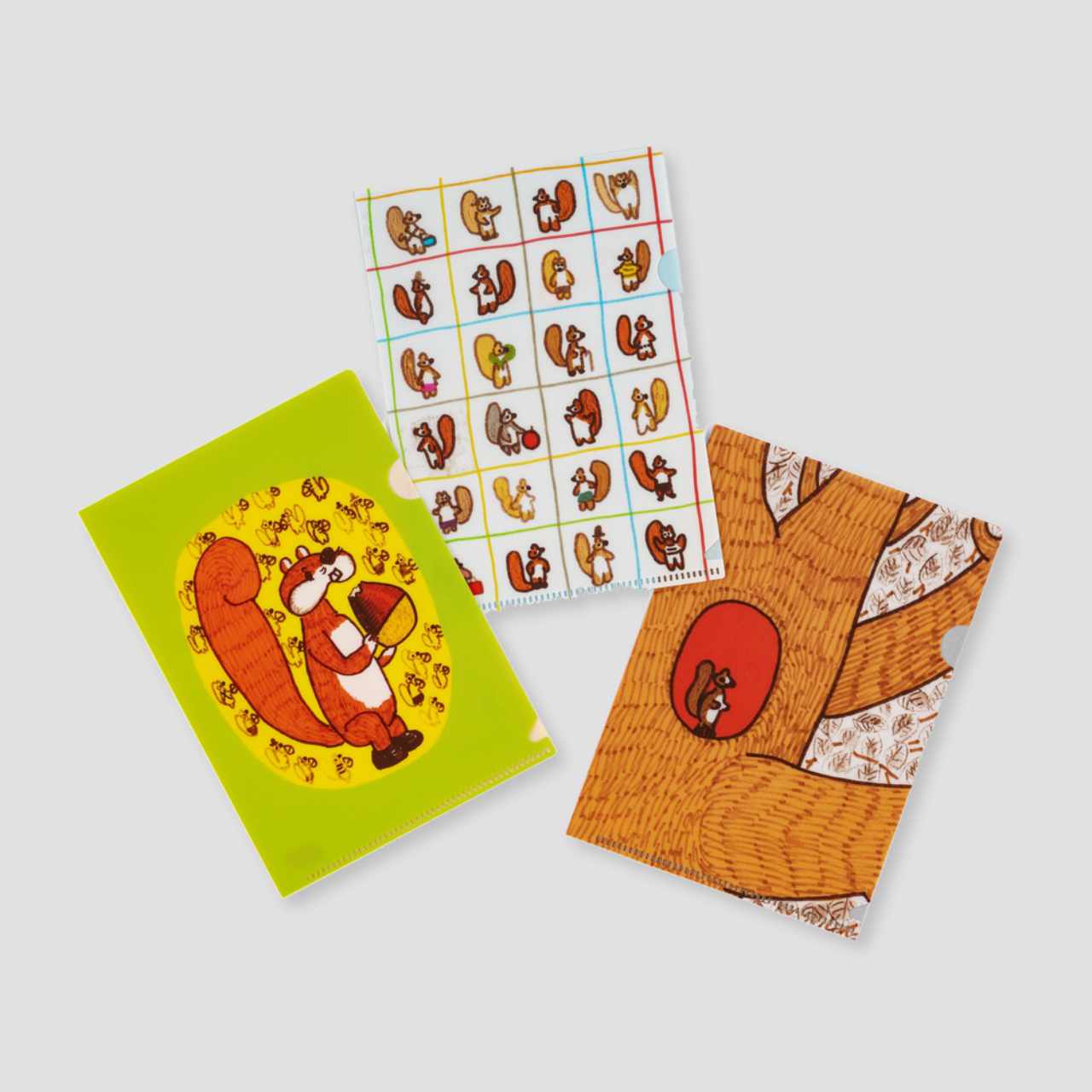 Hobonichi 100%ORANGE: Folder Set of 3 for A6 Size (Squirrel’s Moving Day)