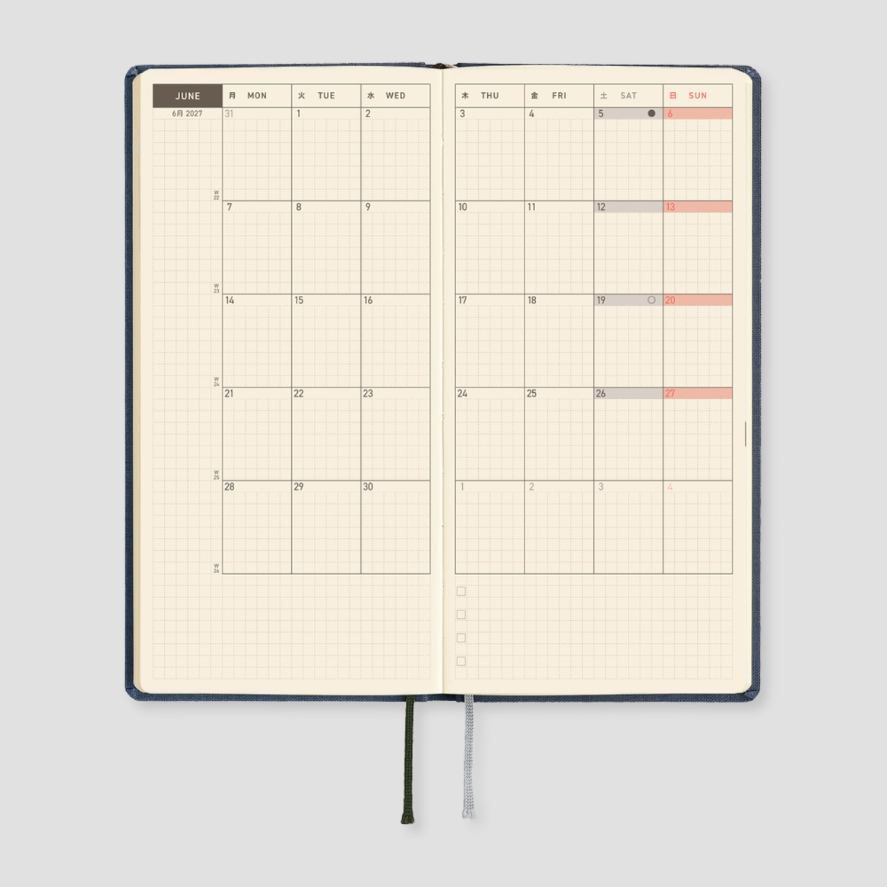 Hobonichi Taschenplaner 2027 Weeks MEGA Colors: Midnight Blue (engl.)