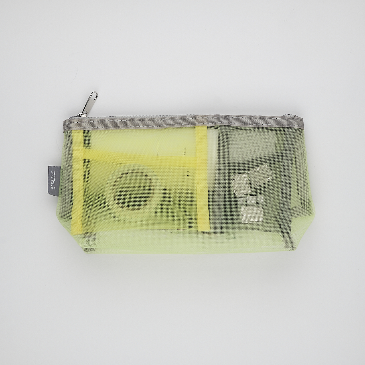 Midori Mäppchen Pen & Tool Pouch Mesh mit Bodenfalte gelb grün