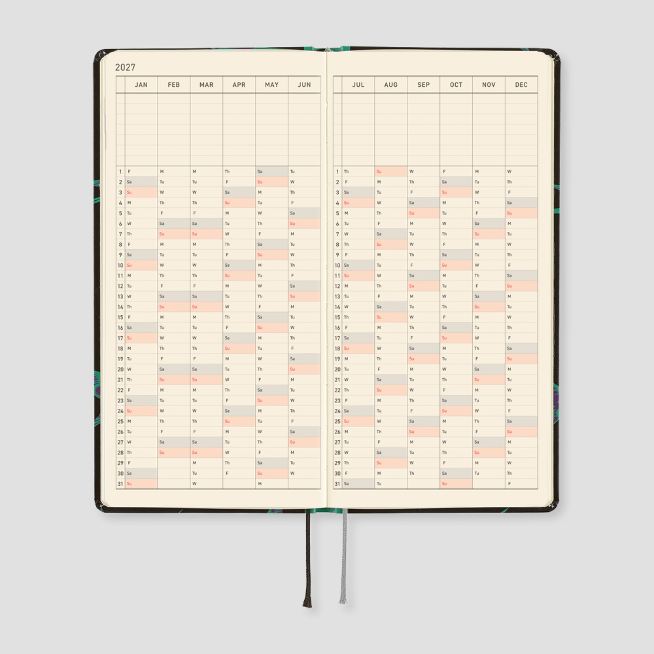 Hobonichi Taschenplaner 2027 Weeks Natal Design: Lucky Swallow (engl.)