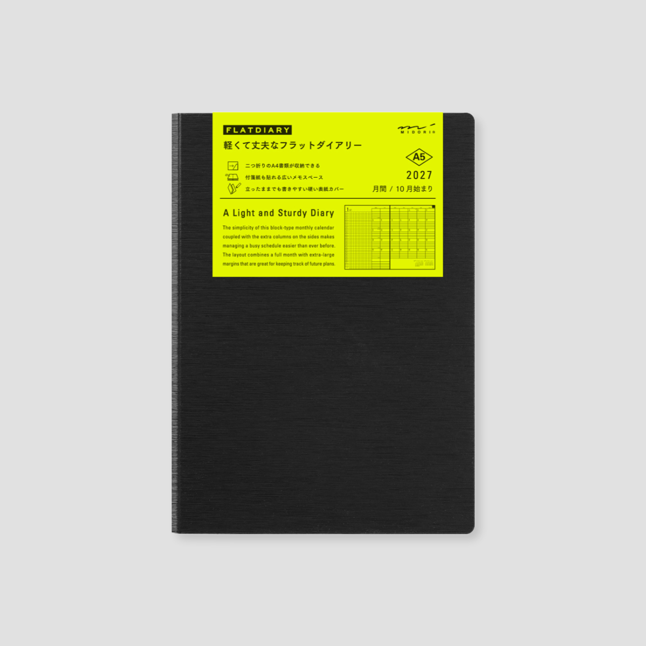 Midori Planer Flat Diary 2027 Black (A5)
