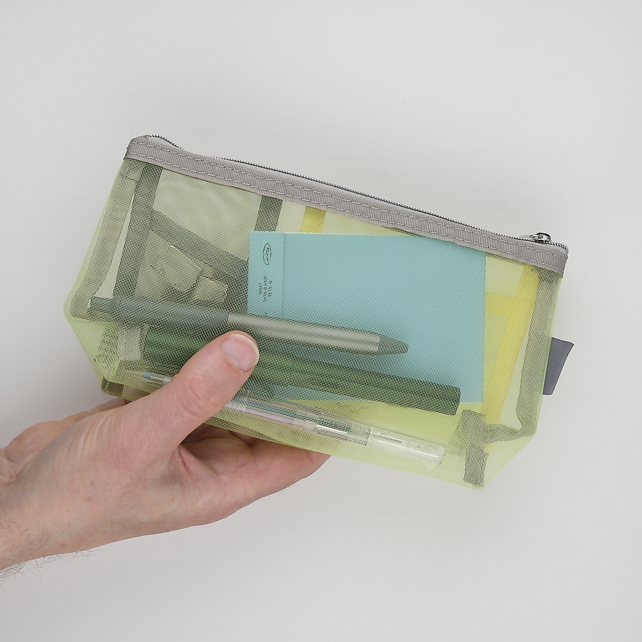 Midori Mäppchen Pen & Tool Pouch Mesh mit Bodenfalte gelb grün