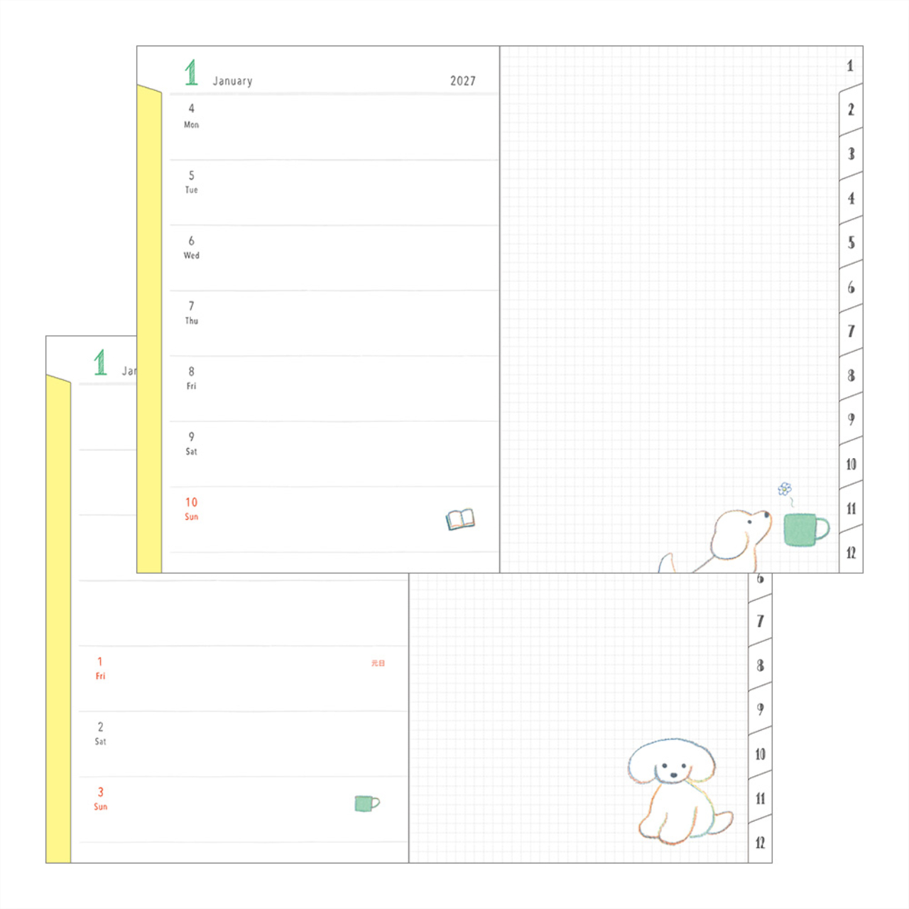 Midori Planer Pocket Diary Dog 2027 (B6)