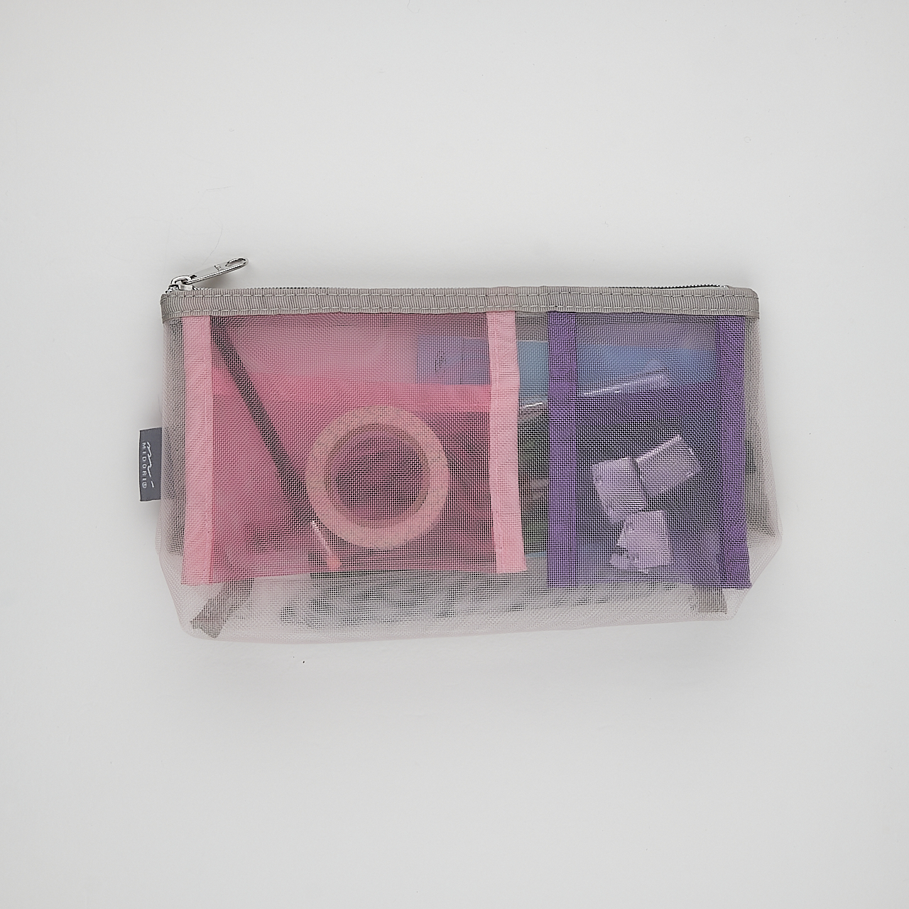 Midori Mäppchen Pen & Tool Pouch Mesh mit Bodenfalte pink