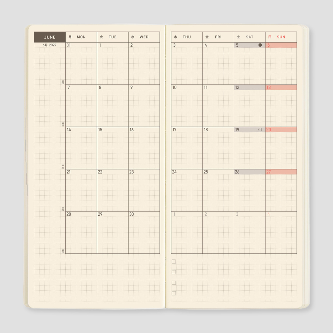 Hobonichi Taschenplaner 2027 Weeks MEGA Sneaker: Mandarin Orange (engl.)