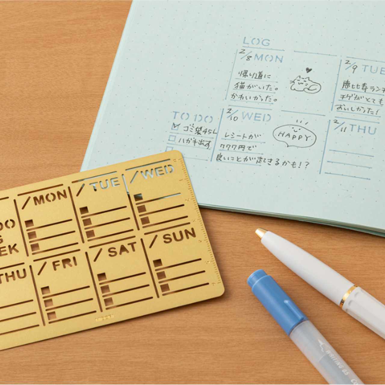 Midori Diary Schablone Wochenübersicht Messing