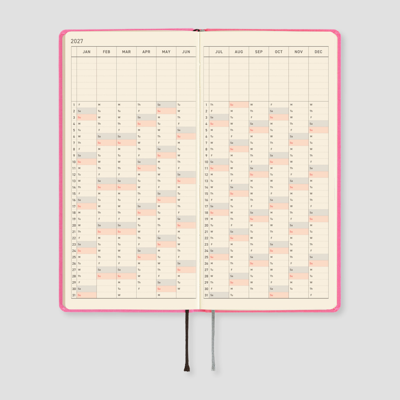 Hobonichi Weeks MEGA 2027 Planner Colours: Pink Sapphire (engl.)