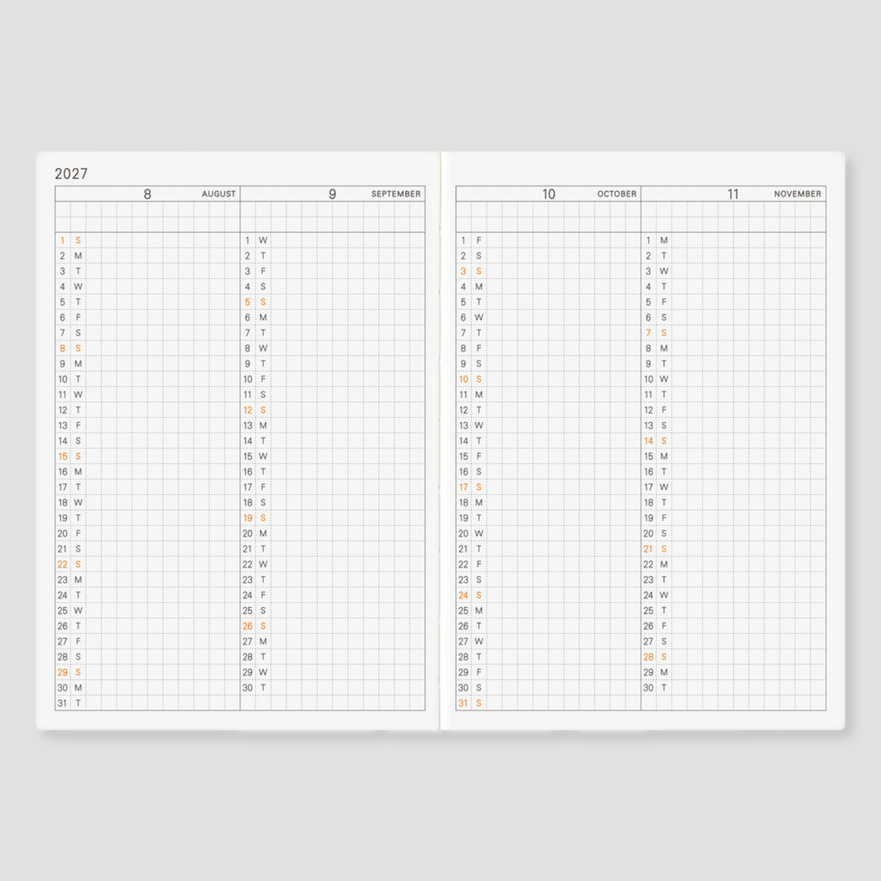 Hobonichi Planer Techo 2027 Planner Book (A6, eng.)
