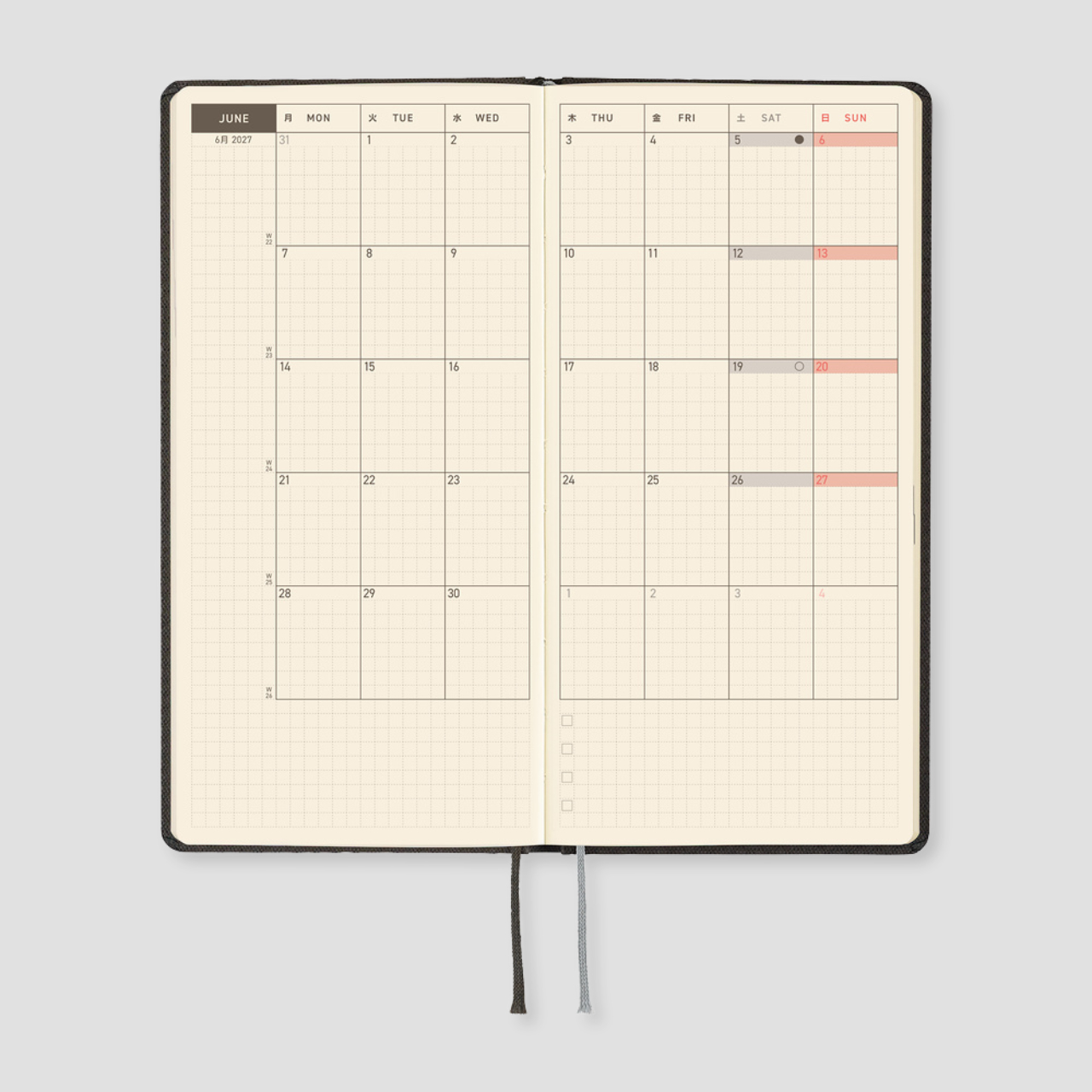 Hobonichi Weeks Planner 2027 Paper Series: Black Argyle (engl.)