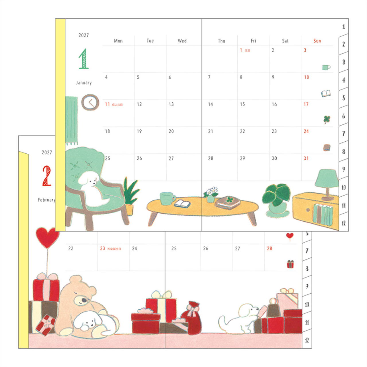 Midori Planer Pocket Diary Dog 2027 (B6)