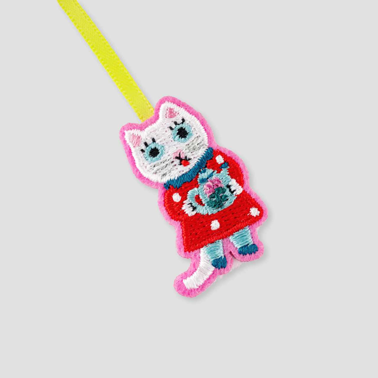 Hobonichi Buchzeichen gestickt Yumi Kitagishi - White Cat