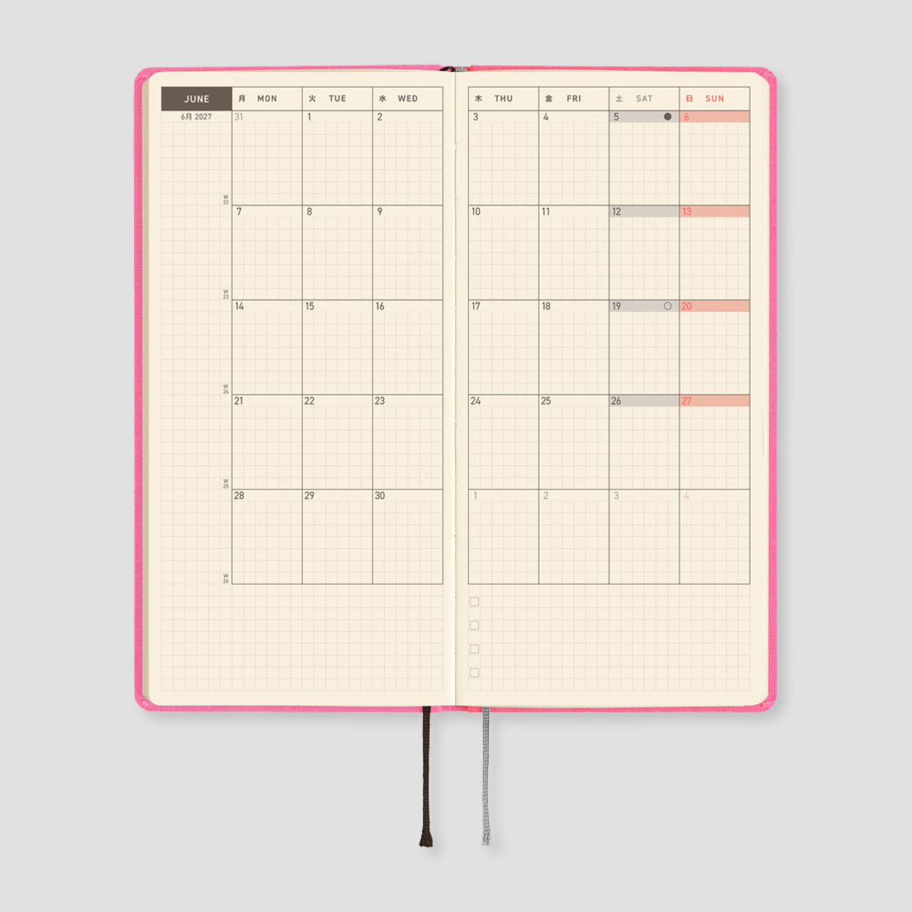 Hobonichi Weeks MEGA 2027 Planner Colours: Pink Sapphire (engl.)