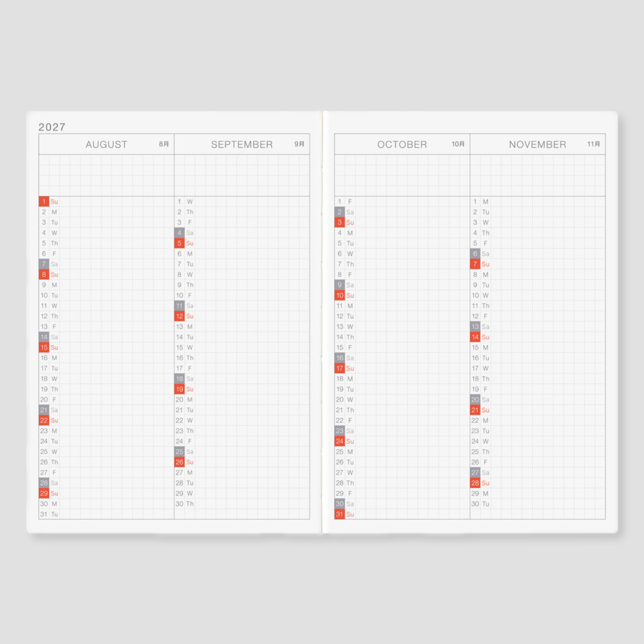 Hobonichi Planer Techo 2027 Original Book (A6, eng.)