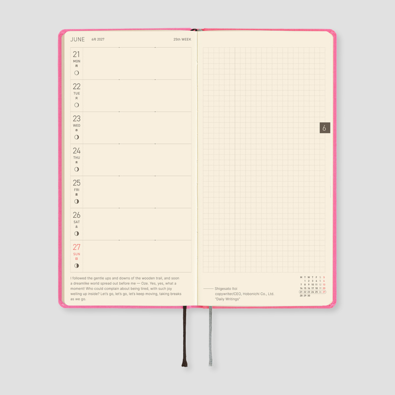 Hobonichi Weeks MEGA 2027 Planner Colours: Pink Sapphire (engl.)