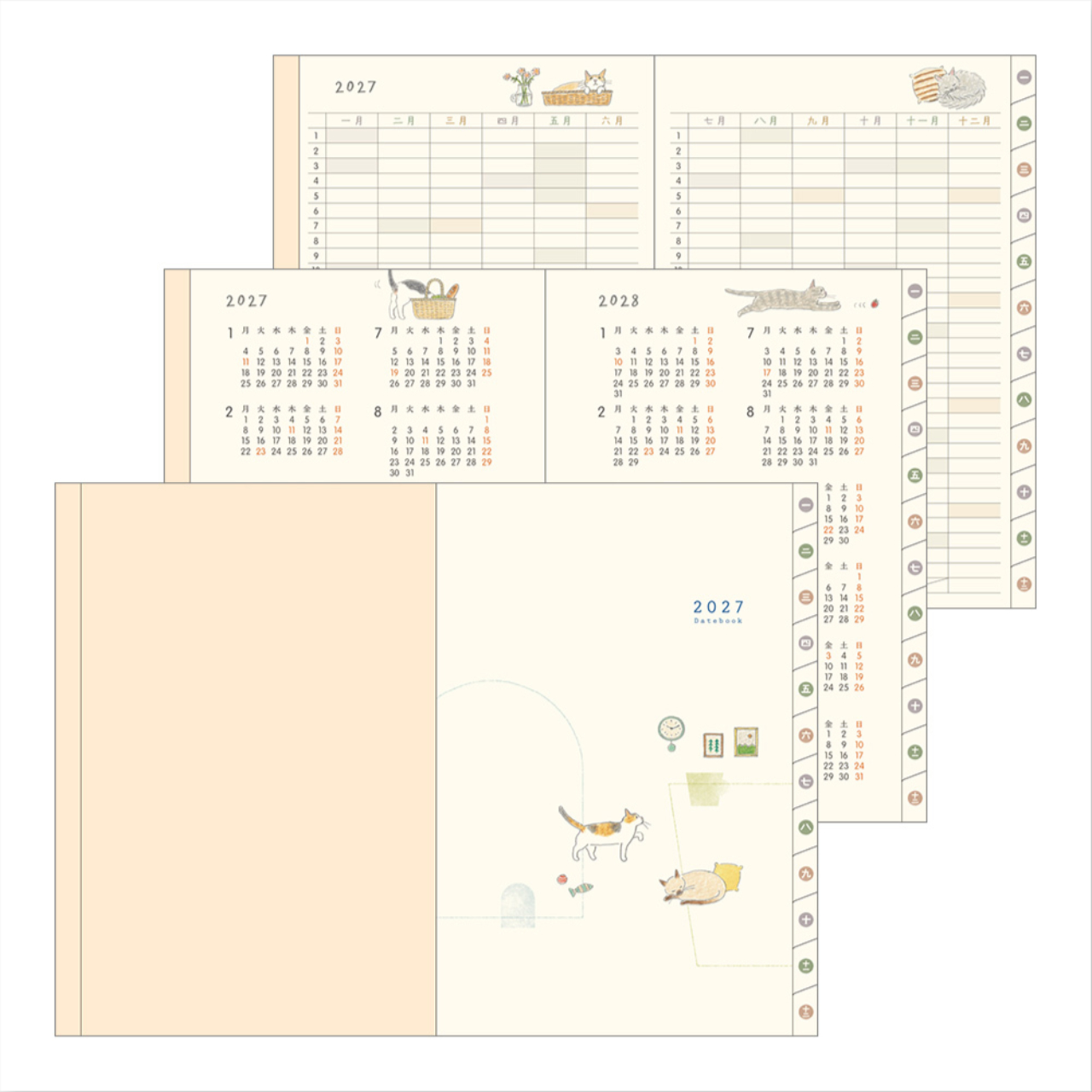 Midori Planer Pocket Diary Cat 2027 (B6)