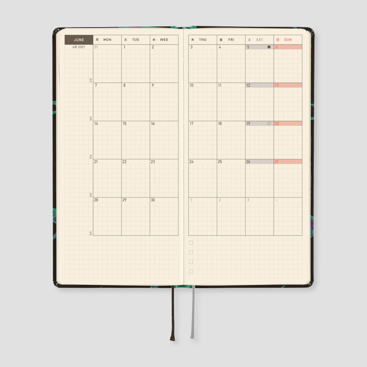 Hobonichi Taschenplaner 2027 Weeks Natal Design: Lucky Swallow (engl.)