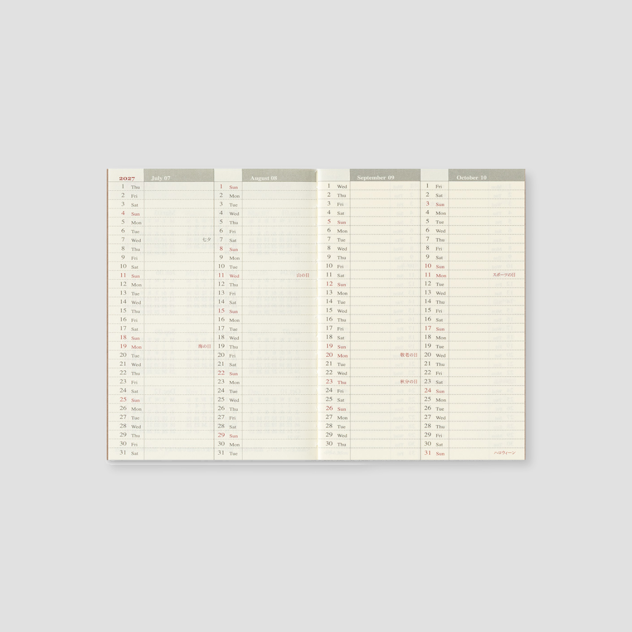 Traveler's Notebook Passport 2027 Wochenplaner