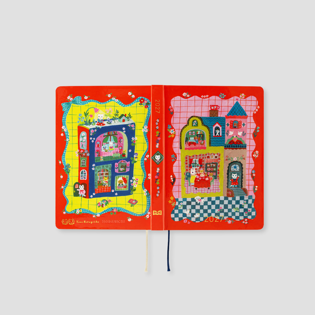 Hobonichi Planer 2027 HON Yumi Kitagishi: White Cat and Rabbit's Tea Room (A6, eng.)